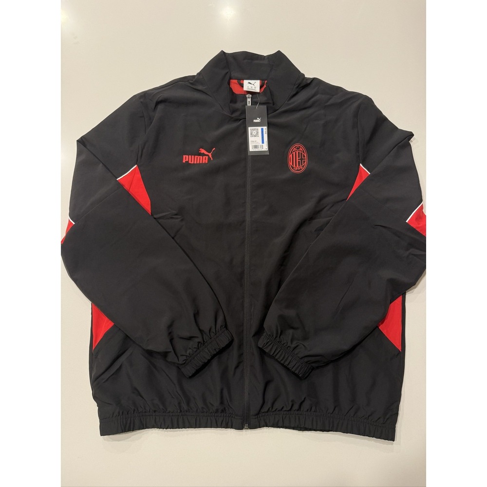 Puma ACM ftblARCHIVE Jacket Men's XL Black Red AC Milan Full Zip